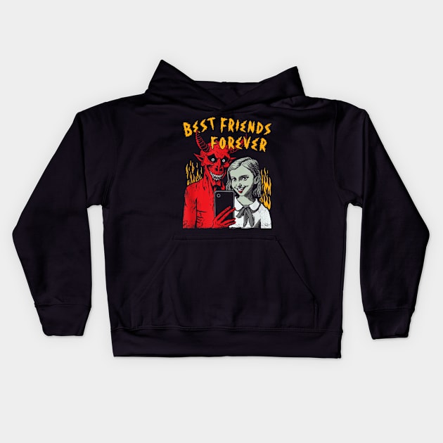 Funny Best Friends Forever Satanic Selfie Girl And Devil Kids Hoodie by zwestshops